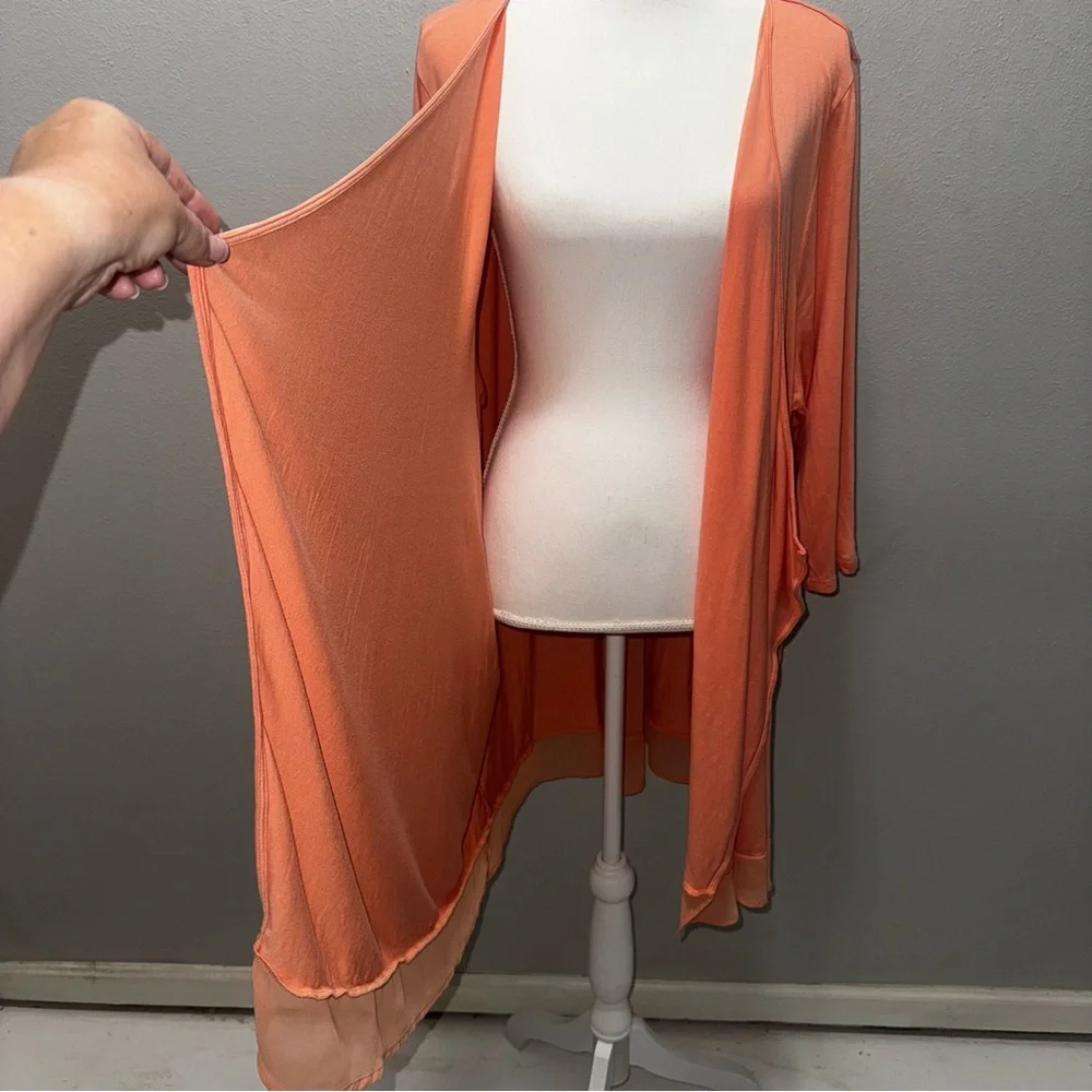 Lane Bryant Women’s 22/24 Orange Peach Open Cardigan Sweater Long‎ Sleeve Solid